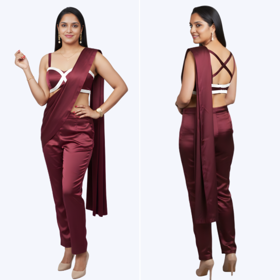 Picture of Melifloz Satin Bralette Saree